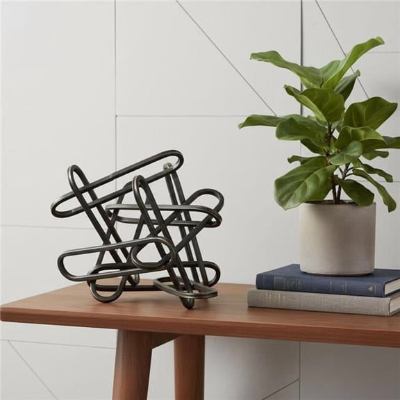 HomeRoots 608733 8 in. Black Metal Abstract Tabletop Sculpture