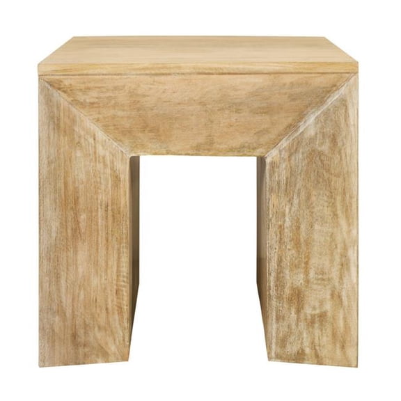 HomeRoots 611862 20 x 20 x 20 in. Natural Distressed Solid Wood Square Sled End Table