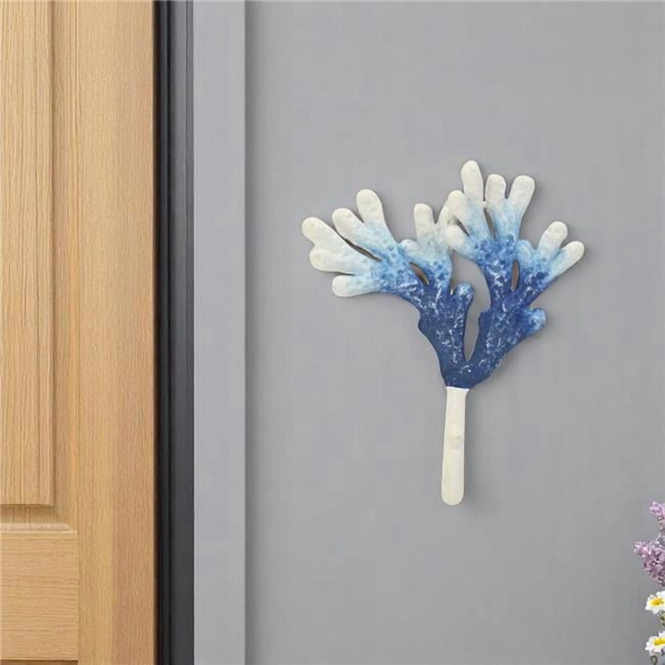 HomeRoots 612078 5 in. Blue & White Cast Iron Coral Wall Hook