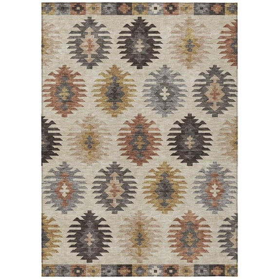 HomeRoots 615113 8 x 10 ft. Beige Copper & Gray Southwestern Washable Indoor & Outdoor Rectangle Area Rug