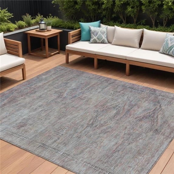 HomeRoots 615557 8 x 10 ft. Pewter & Gray Aztec Washable Indoor & Outdoor Rectangle Area Rug