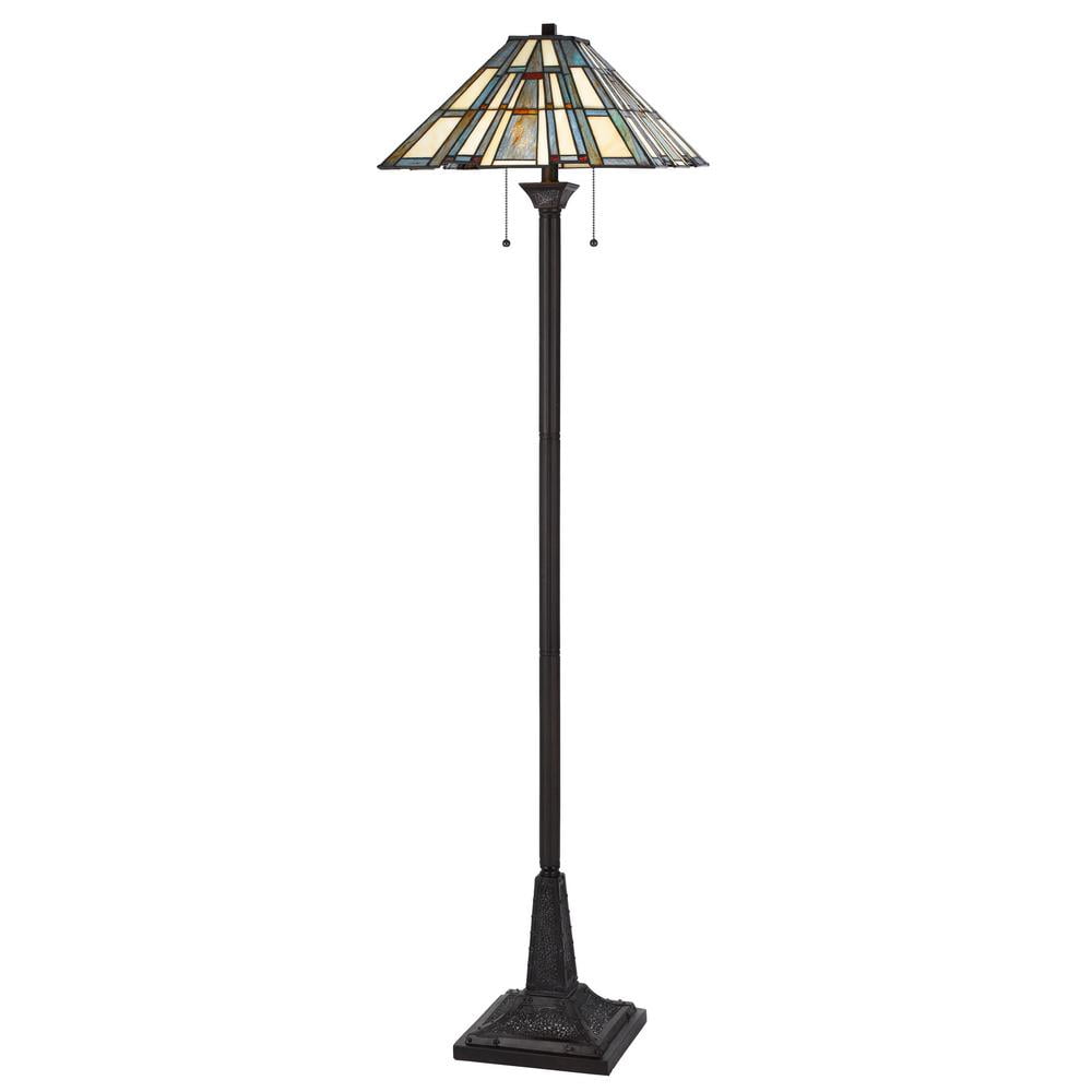 62" Bronze Traditional Floor Lamp with Glass Empire Shade
