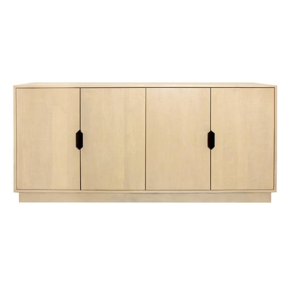 HomeRoots 625711 72 in. Natural Distressed Solid Wood Carved Geometric Sideboard with Four Doors