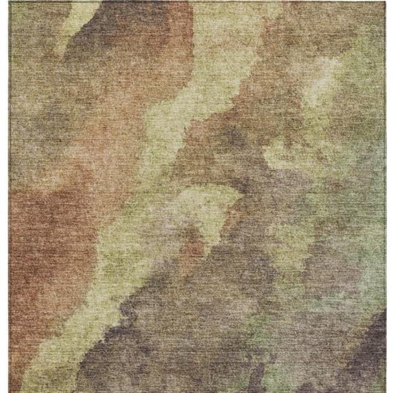 HomeRoots 628100 8 x 10 ft. Brown & Fern Green Abstract Washable Transitional Indoor & Outdoor Rectangle Area Rug