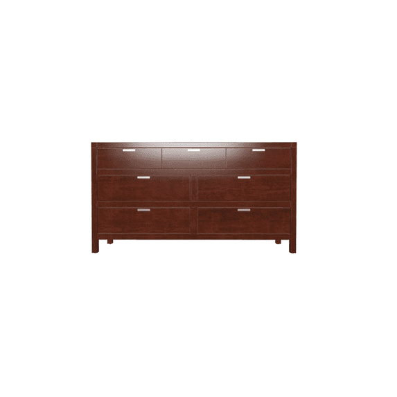 HomeRoots 63" Brown Solid Wood Seven Drawer Double Dresser