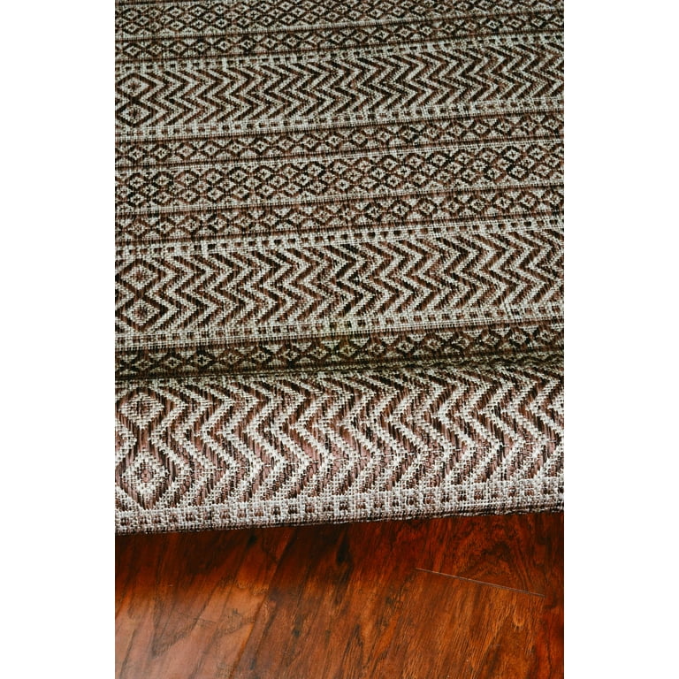 5'X7' Mocha Machine Woven Uv Treated Tribal Indoor Outdoor Area Rug 5'X7' Mocha Machine Woven Uv Treated Tribal Indoor Outdoor Area Rug