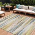 thumbnail image 1 of HomeRoots 631410 8 x 10 ft. Gold Gray & Ivory Striped Washable Indoor & Outdoor Rectangle Area Rug, 1 of 1