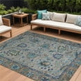 thumbnail image 1 of HomeRoots 631650 8 x 10 ft. Pewter & Teal Blue Floral Washable Indoor & Outdoor Rectangle Area Rug, 1 of 1