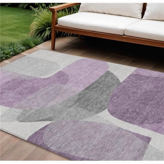 HomeRoots 632182 8 x 10 ft. Purple & Gray Abstract Washable Indoor & Outdoor Rectangle Area Rug
