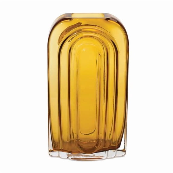 HomeRoots 632644 10 in. Amber Glass Table Vase
