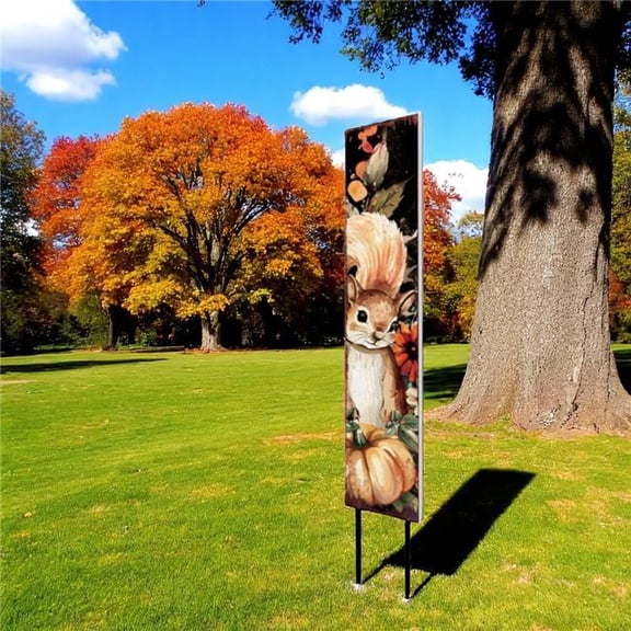 HomeRoots 633615 42 in. Black Tan & Orange Solid Wood Squirrels Garden Stake