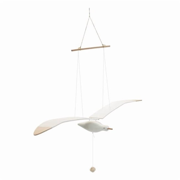 HomeRoots 633952 37 in. White & Natural Hanging Seagull Decorative Sculpture