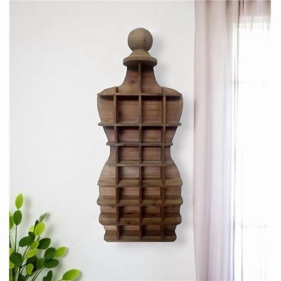 HomeRoots 634518 18 in. Brown Wood Novelty Shape Multi Compartment Wall Mount Accent Shelf