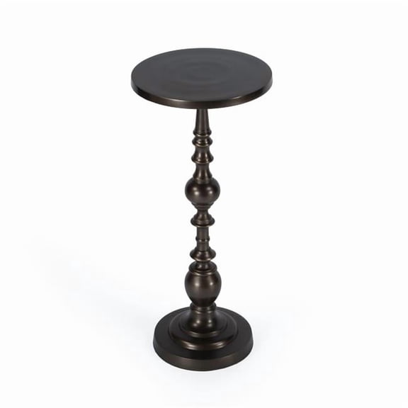 HomeRoots 634874 23 in. Bronze Metal Round Pedestal End Table
