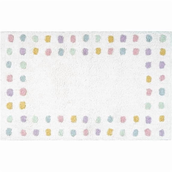 HomeRoots 634899 32 in. White Purple & Pink Cotton Polka Dots Bath Rug