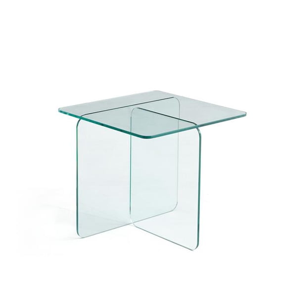 HomeRoots 635685 16.10 x 17.70 x 17.70 in. Clear Glass Square Cross Legs End Table