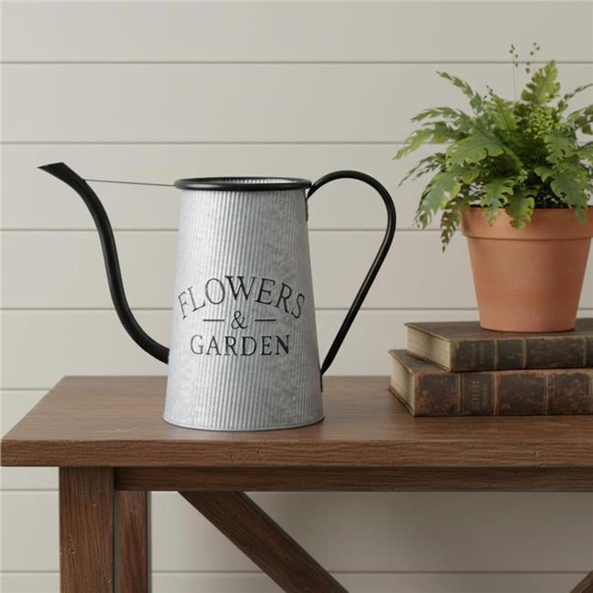HomeRoots 635821 10 in. Black & Gray Galvanized Metal Flowers & Garden Decorative Watering Can