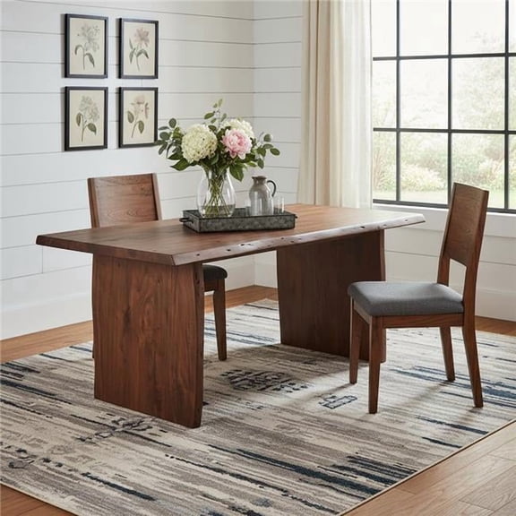 HomeRoots 635857 72 in. Brown Solid Wood Live Edge Sled Base Dining Table