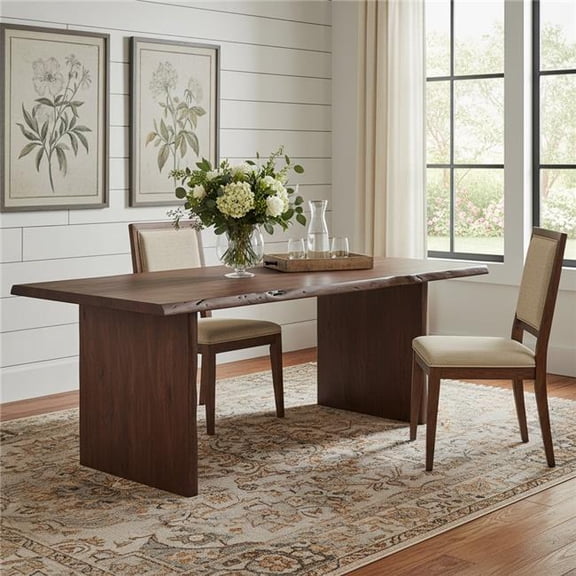 HomeRoots 635859 84 in. Brown Solid Wood Live Edge Sled Base Dining Table