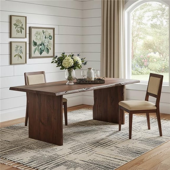 HomeRoots 635861 96 in. Brown Solid Wood Live Edge Sled Base Dining Table
