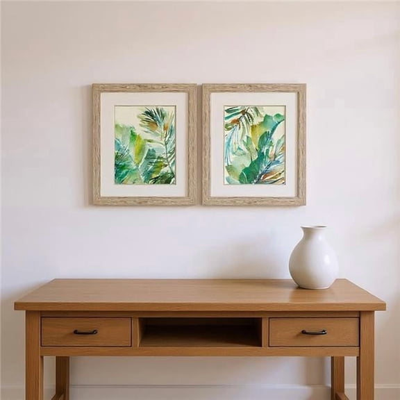 HomeRoots 649162 Paradise Memory Brown Framed Wall Art, Set of 2