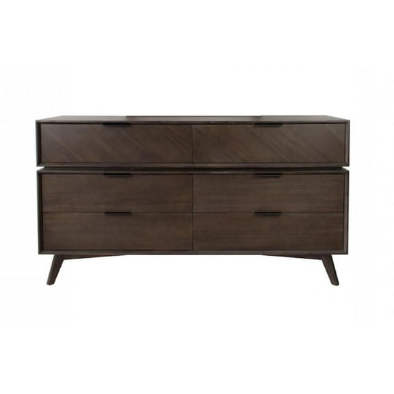 HomeRoots 65" Acacia Solid Wood Six Drawer Double Dresser