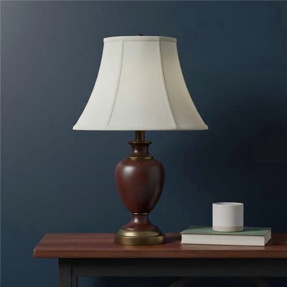 HomeRoots 654714 8.5 in. Linen Piped Bell Lamp Shade, Eggshell