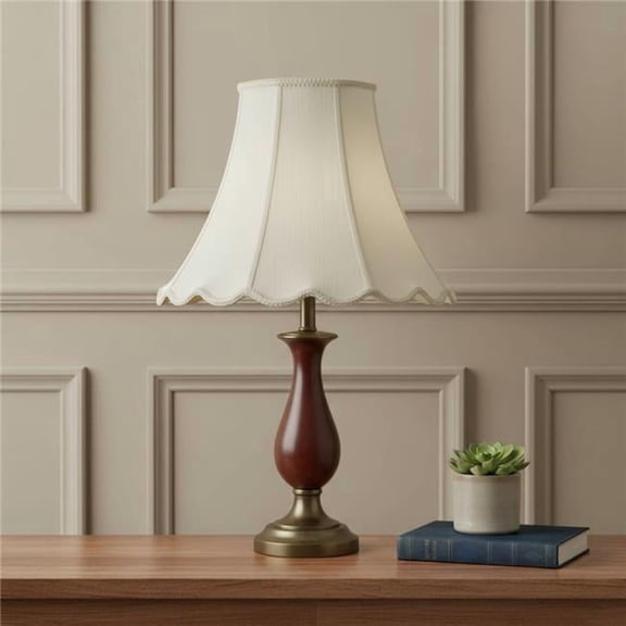 HomeRoots 654723 7.5 in. Linen Piped Bell Lamp Shade, Eggshell