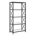 thumbnail image 1 of 66" Black Metal And Glass Five Tier Etagere Bookcase, 1 of 3