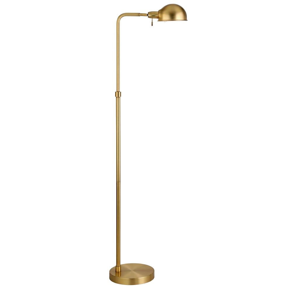 HomeRoots 66" Brass Reading Floor Lamp With Gold Dome Shade