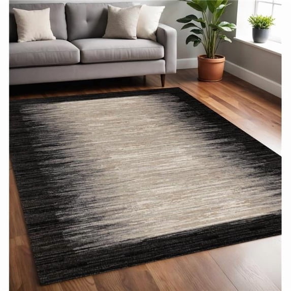 HomeRoots 660113 5 x 8 ft. Black Gray & Beige Abstract Rectangle Area Rug