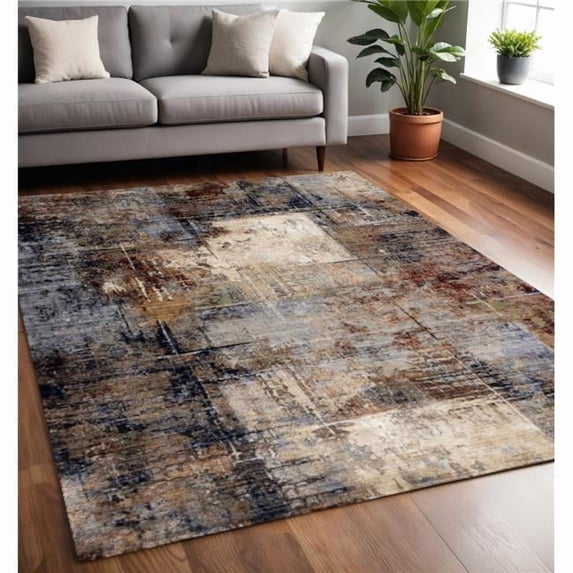 HomeRoots 660160 5 x 8 ft. Cream Black & Tan Abstract Rectangle Area Rug
