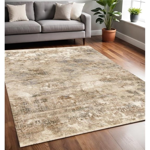 HomeRoots 660229 5 x 8 ft. Cream Gray & Tan Abstract Rectangle Area Rug