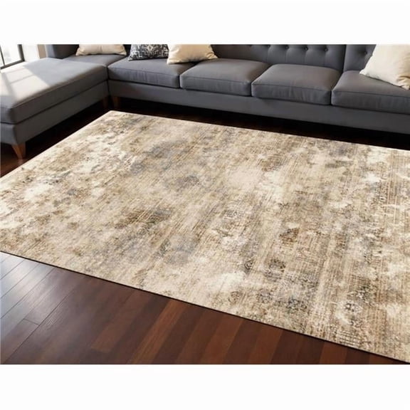 HomeRoots 660230 8 x 10 ft. Cream Gray & Tan Abstract Rectangle Area Rug