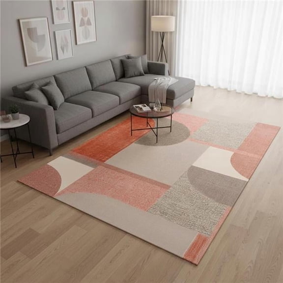 HomeRoots 661281 8 x 11 ft. Pink & Gray Geometric Rectangle Area Rug