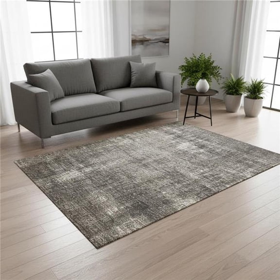 HomeRoots 661302 5 x 8 ft. Gray & Off White Abstract Rectangle Area Rug