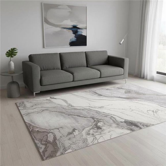 HomeRoots 661328 5 x 8 ft. Gray & Off White Abstract Rectangle Area Rug
