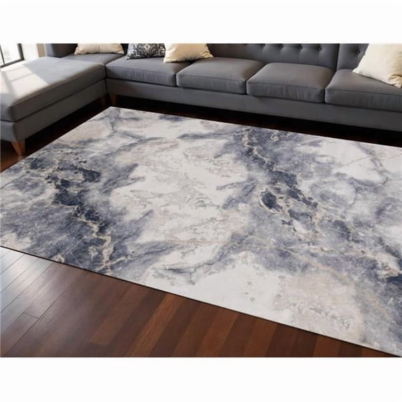 HomeRoots 661364 7 x 10 ft. Blue Cream & Gray Abstract Rectangle Area Rug