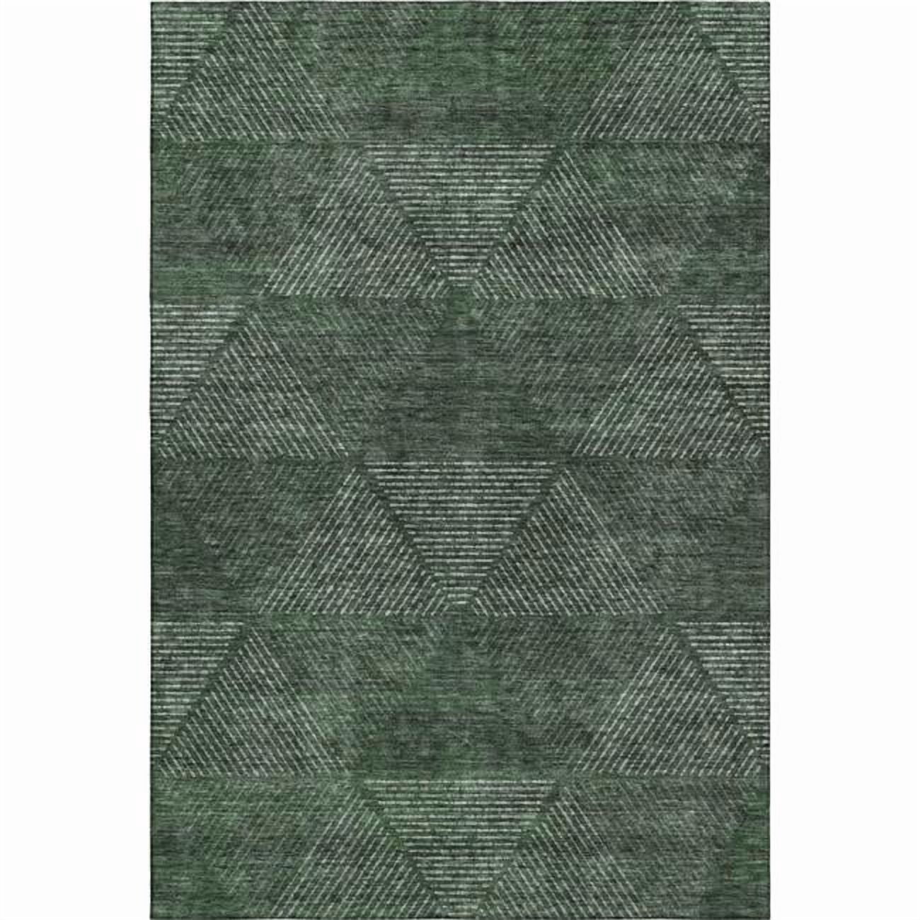HomeRoots 664868 8 x 10 ft. Fern Green & Emerald Geometric Washable ...