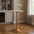 thumbnail image 1 of HomeRoots 668828 24 in. Beige & Gold Faux Terrazzo & Steel Rounded Bar Table, 1 of 1