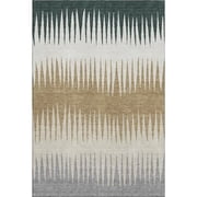 HomeRoots 670374 9 x 12 ft. Charcoal Gold & Gray Striped Washable Machine Made Rectangle Area Rug with UV Protection