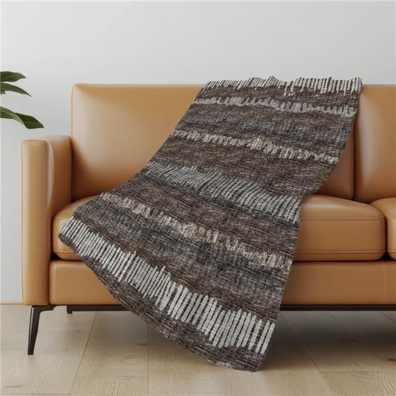 HomeRoots 699032 50 x 70 in. Brown & Beige Abstract Microfiber Plush Throw Blanket