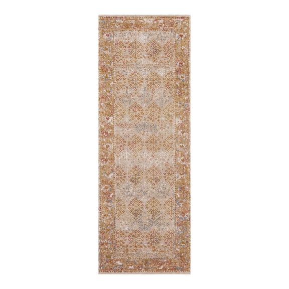 HomeRoots 7' Beige Southwestern Power Loom Runner Rug With Fringe