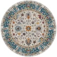 thumbnail image 1 of 7' Blue and Orange Round Floral Power Loom Area Rug, 1 of 5