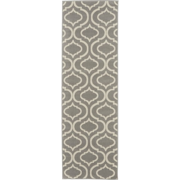 7' Gray Moroccan Power Loom Runner Rug