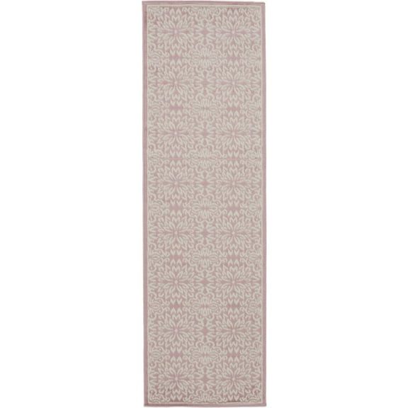 7' Pink Floral Power Loom Runner Rug