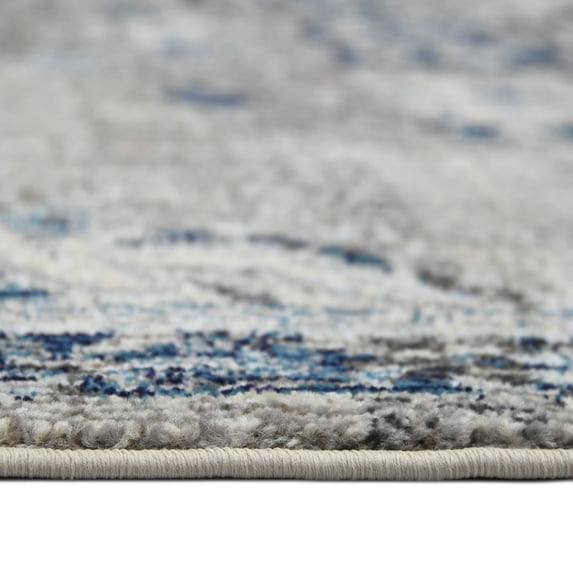 7' Teal Blue Round Medallion Power Loom Area Rug