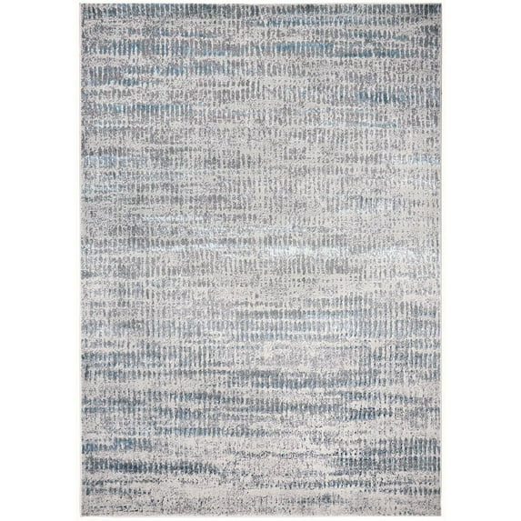7' X 10' Blue Gray And Ivory Abstract Stain Resistant Area Rug