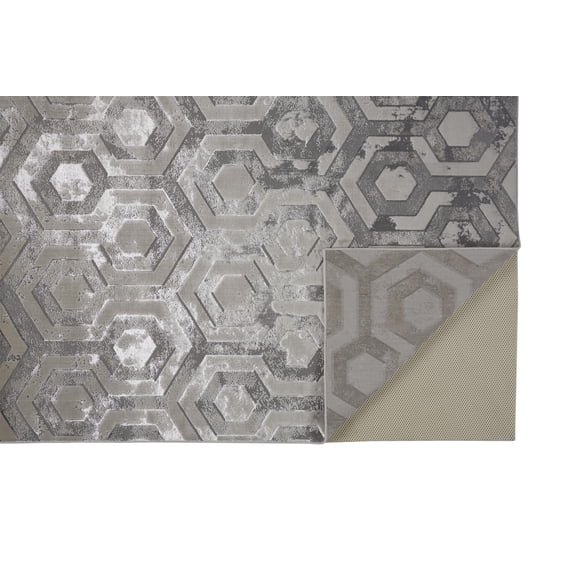 7' X 10' Gray Taupe And Silver Abstract Stain Resistant Area Rug