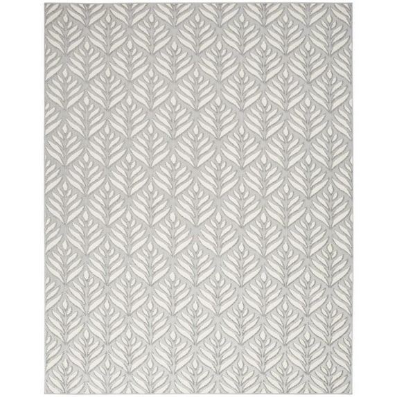 7' X 10' Grey Floral Stain Resistant Non Skid Area Rug
